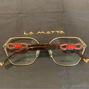 Matta Tortoiseshell Glasses with Red Crystal Accents